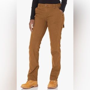 Dickies Women's Relaxed Straight Carpenter Duck Pant Size 2 Tan/Brown Work Pants